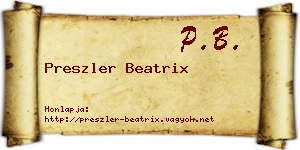 Preszler Beatrix névjegykártya